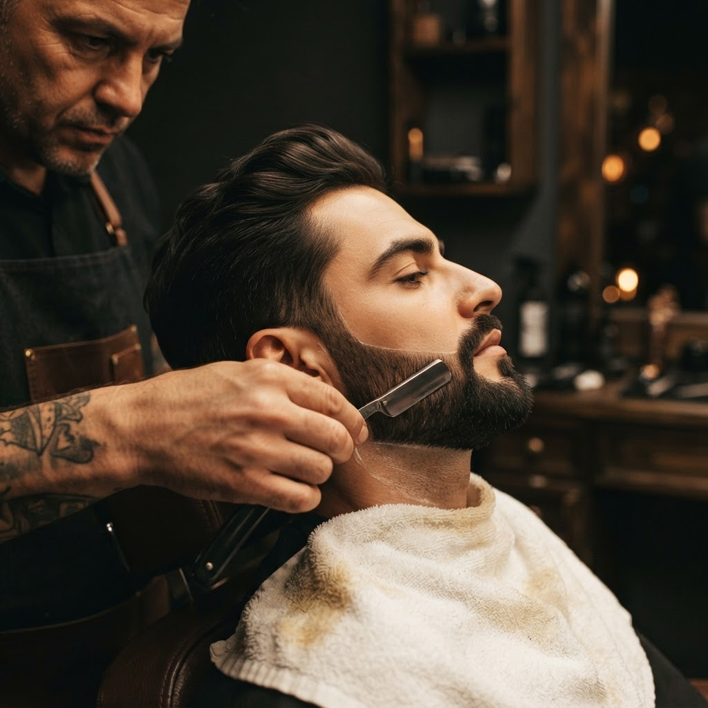 Straight-razor beard detailing